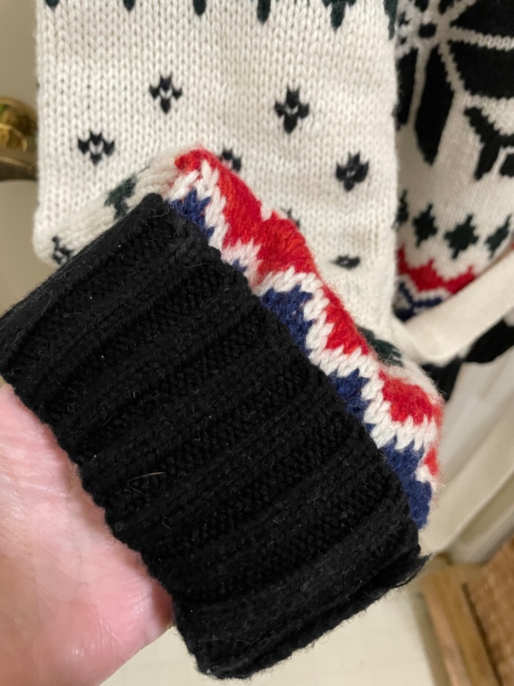 Polo by Ralph Lauren Black, White, Red & Navy Fair Isle Shawl Cardigan - Picture 9 of 16